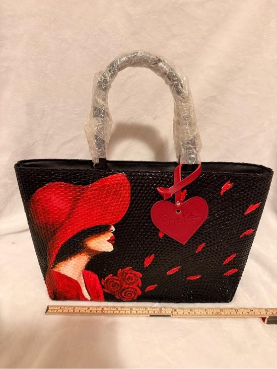 Bayong Kultura Handbags - Bayong Kultura Handpainted and Handwoven Bayong Tote Bag Red Hat Lady Purse